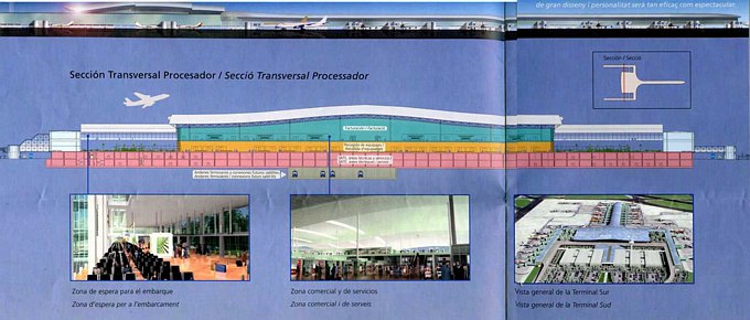 Sección transversal procesador de la nueva terminal del aeropuerto del Prat